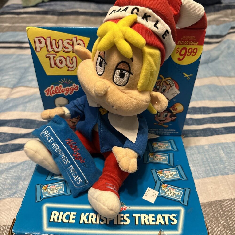 VINTAGE 1999 1990's RICE KRISPIES TREATS KELLOGS CRACKLE PLUSH TOY DOLL BOX